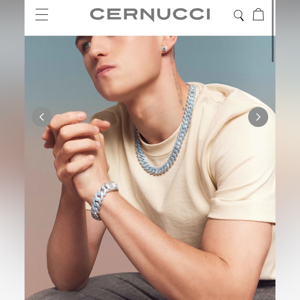 Cernucci BLUE PRONG CUBAN CHAIN - WHITE GOLD 18inch